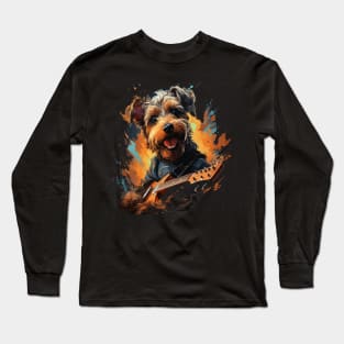 Airedale Terrier Playing Guitar Long Sleeve T-Shirt